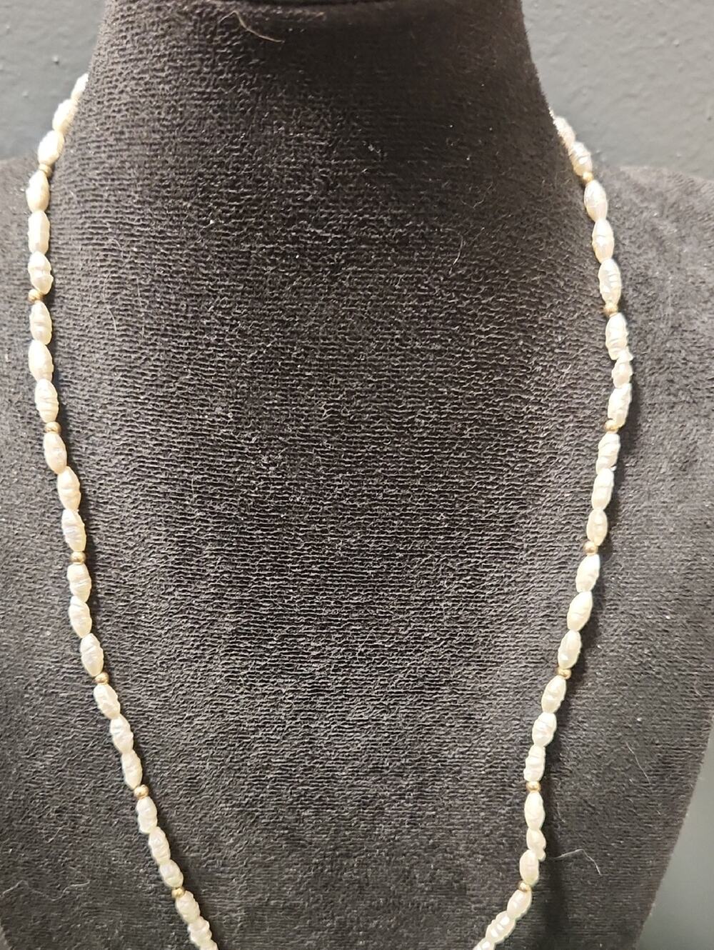 Vintage White Freshwater Pearl & Gold Accent Necklace